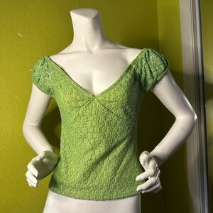 Urban Outfitters Green V-neck Cropped Blouse